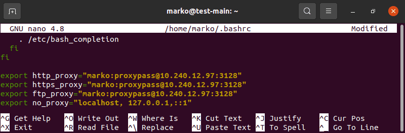 Editing .bashrc file in Nano