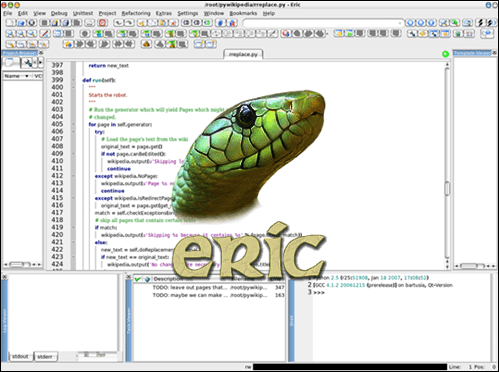 Eric Python IDE with the official logo in the center