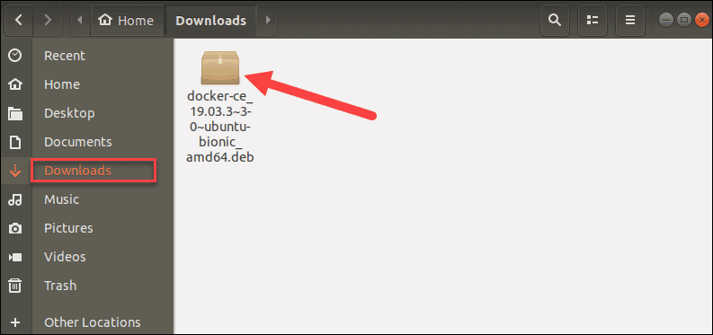 example of a deb package in the downloads folder