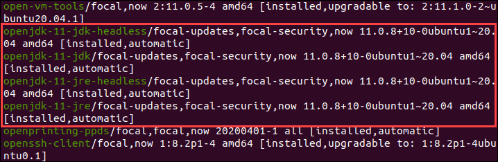 Find Java in the installed packages list.