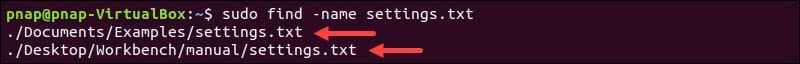 Find command searches current directory for the Videos directory, based on the type d command.