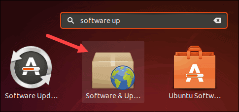 Find the Software and Updates icon on Ubuntu.
