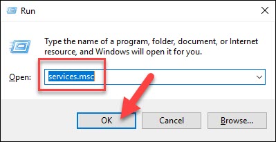 find-windows services using run