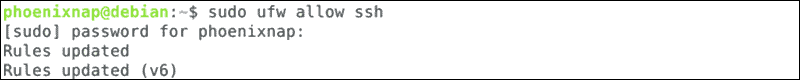 Set firewall so that it allows ssh traffic through port 22