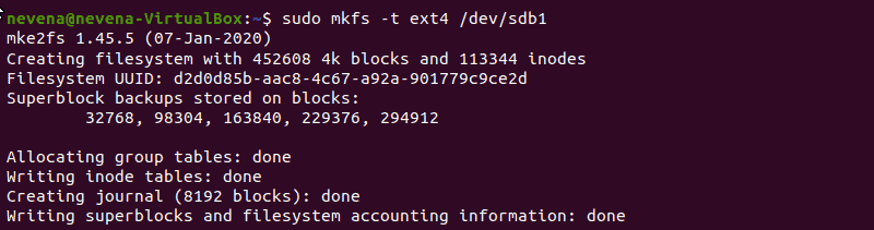 Format the partition by using mkfs command.