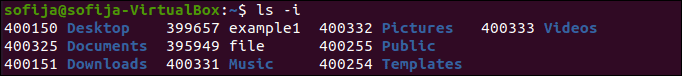 List and get index node of all directories with ls command.