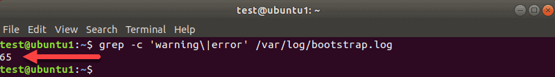 The output for the count of multiple matches for the grep command.