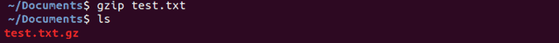 confirming that the file has been compressed