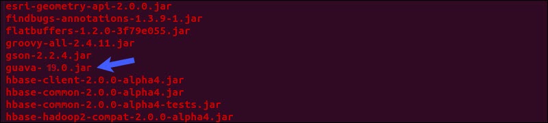 Location of Hive guava jar file.