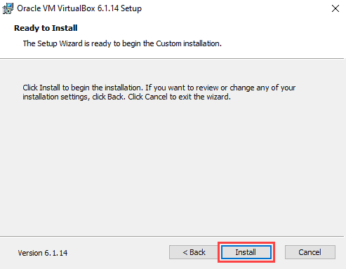 Finishing up installation of VirtualBox