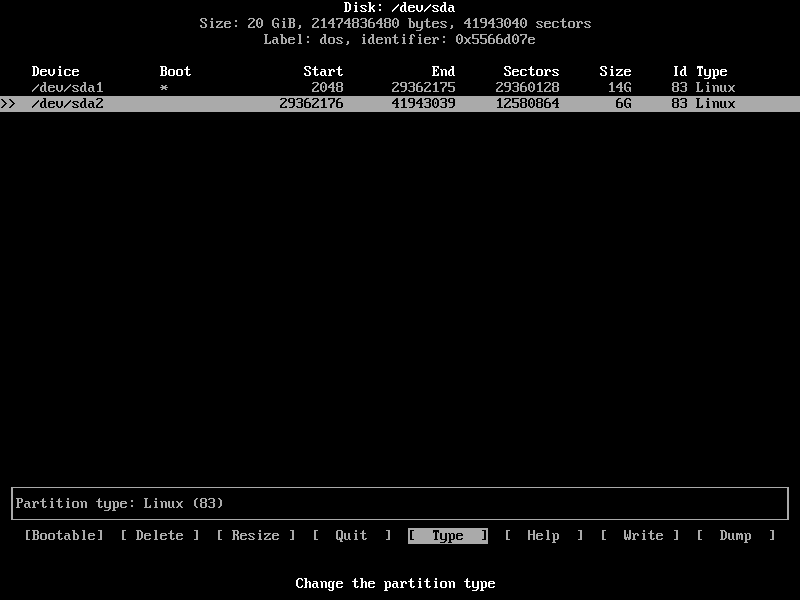 Select partition type