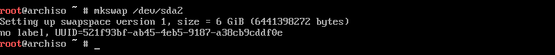 Create a filesystem for the swap space partition