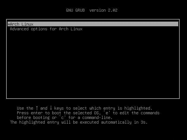Log in with the GRUB bootloader