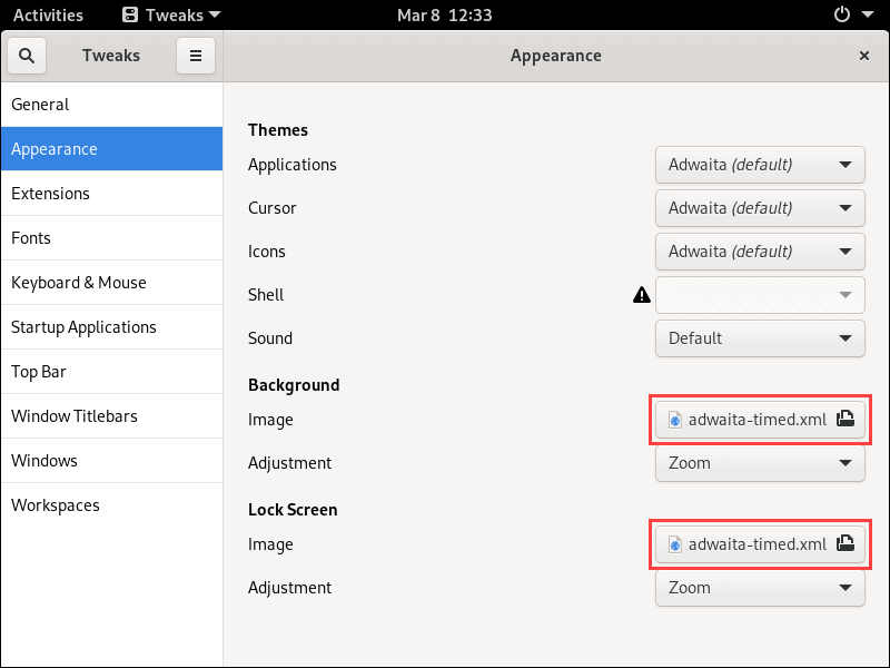 Click the Image button to open the background select window