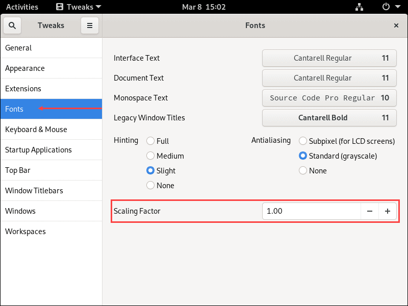 Scale text size up or down