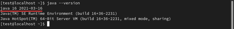 Confirming the installation by checking the current version of Java