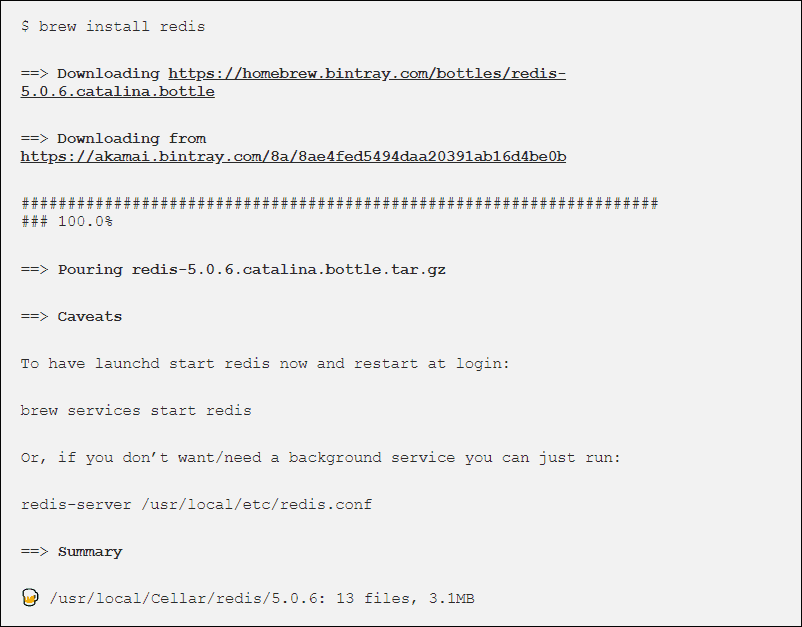 Installing Redis on Mac using Homebrew