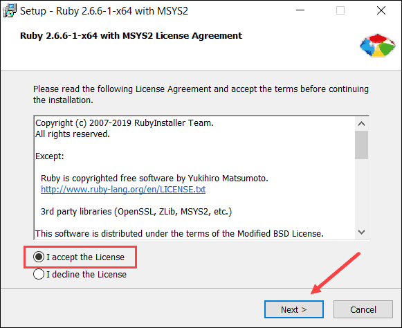 installing ruby from install tool