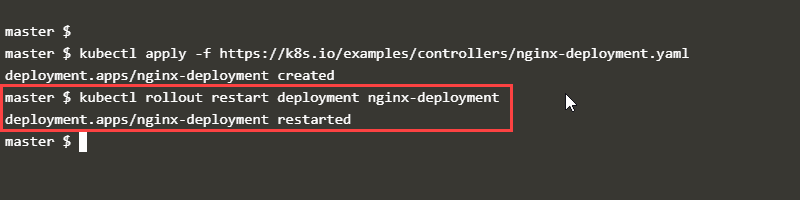 Input and result for rolling restart