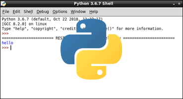 IDLE IDE with the official Python logo in the center