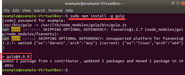 command to install gulp