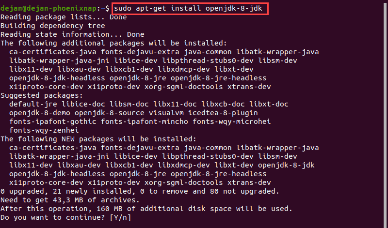 Install Java JDK 8 as a prerequisite for the ELK stack.