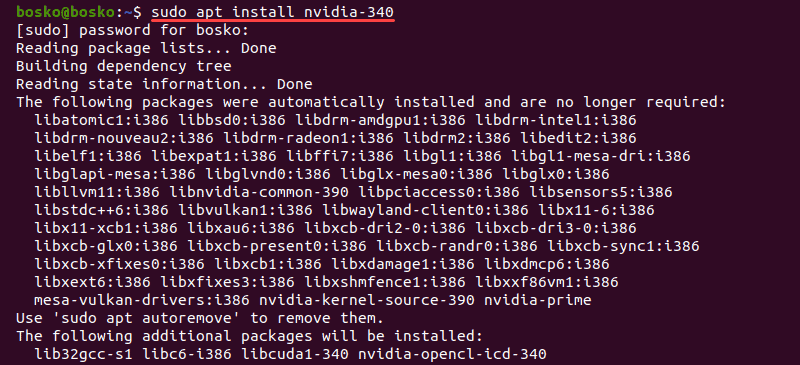 Install Nvidia drivers by using the terminal in Ubuntu 20.04