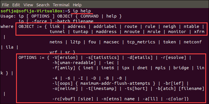 ip command options