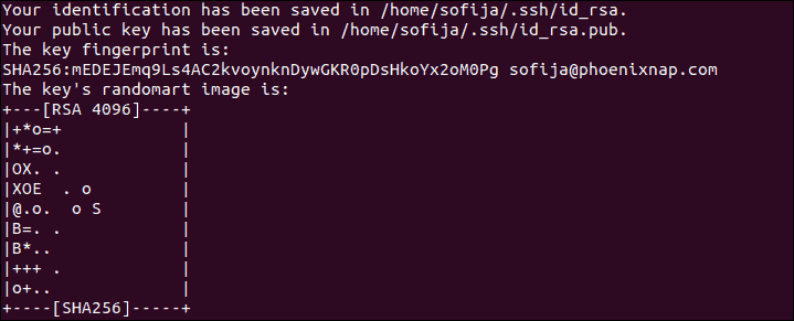 Generating SSH public key pair.