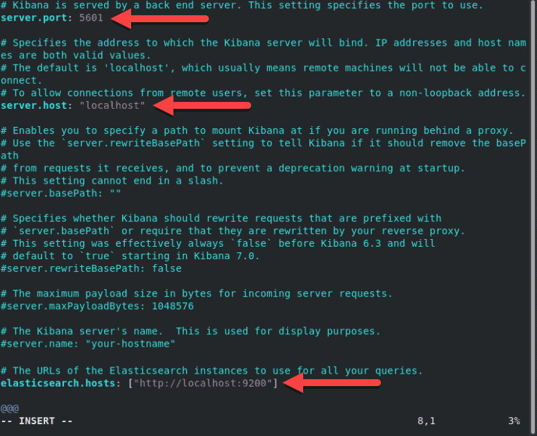 Kibana configuration file setup