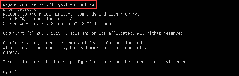 launching the mysql shell