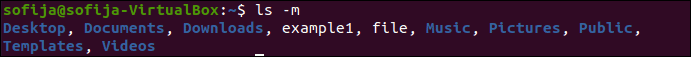 List directories separated by comma using ls command.