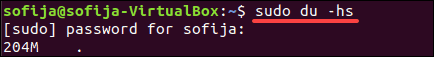 example of how much space is left in a linux directory