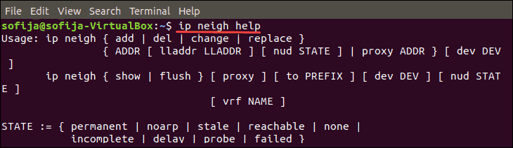 list neigh commands