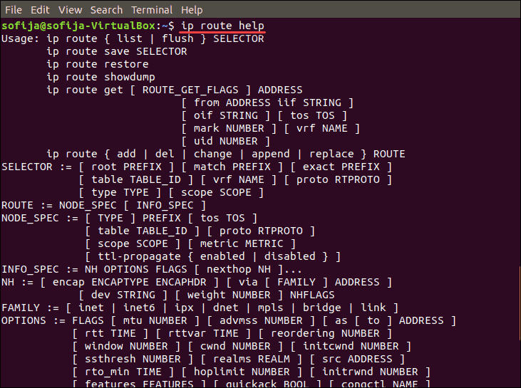 list route commands