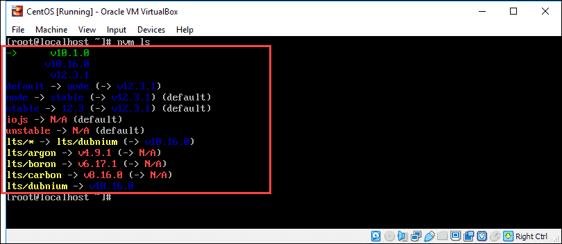 list all installed Node.js versions