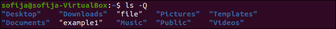 List and add quotation marks to all directories and files with ls command.