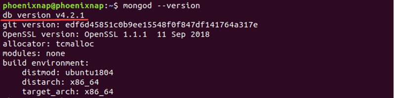 Latest version of MongoDB installed.
