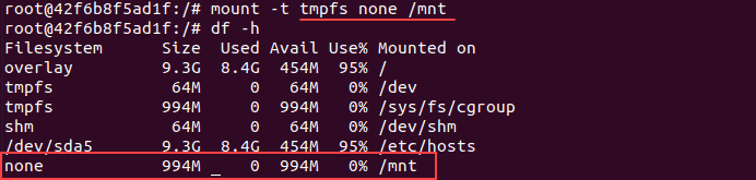 Mount a temporary file system to the host from a container to test of container privilege.
