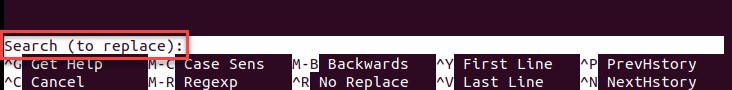 example of replacing text inside nano