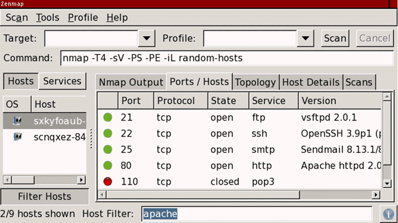 example of running a scan on apache