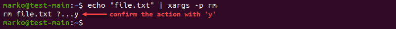 Using the -p option with xargs to approve execution of commands