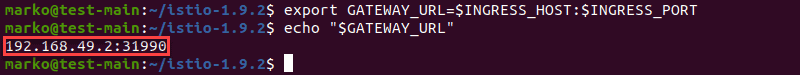 Checking the GATEWAY_URL variable using echo