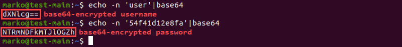 Piping the output of the echo command to base64 command for encoding