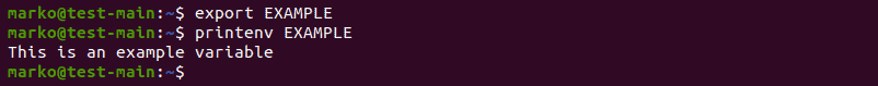 Exporting a variable using the export command