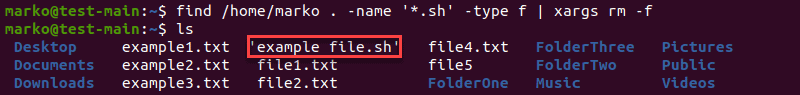 Using the xargs command with the find command in a pipeline