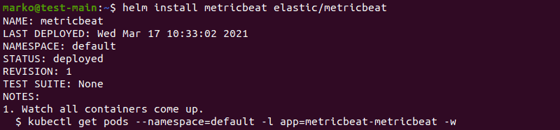 Installing Metricbeat with Helm