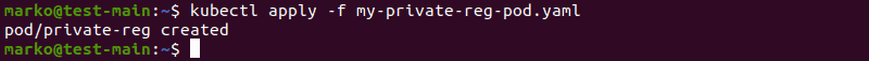 Creating a pod with access to the Docker registry secret
