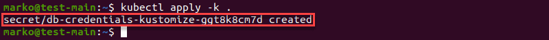 Using kubectl apply -k to create a secret using the Kustomize generator