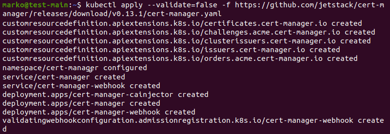 Installing cert-manager using the kubectl apply command and the yaml file